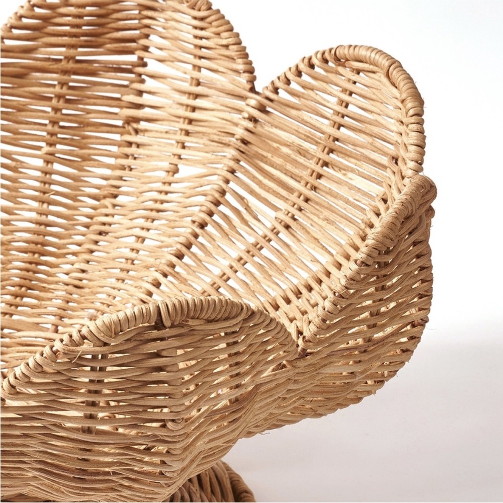 13.5" Scalloped Rattan Pedestal Bowl - Home Decor Collection - Picture 4 of 5